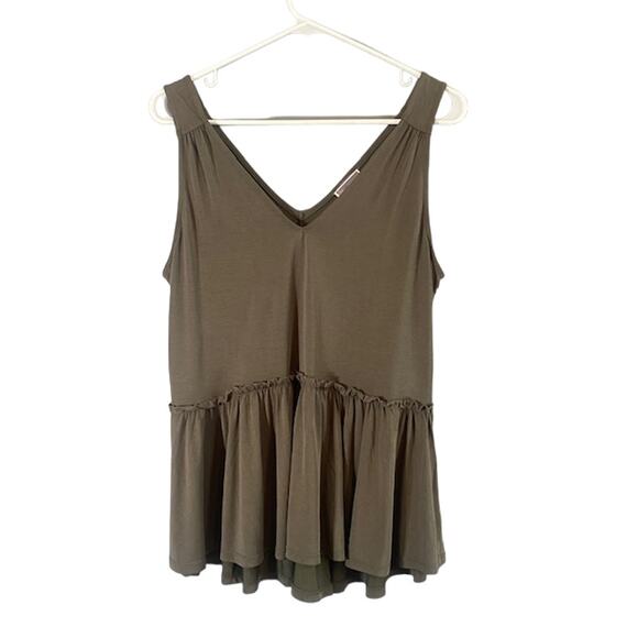 Chelsea28 Olive Green Sleeveless V-Neck Modal Blend Blouse Women Sz S - Picture 1 of 7
